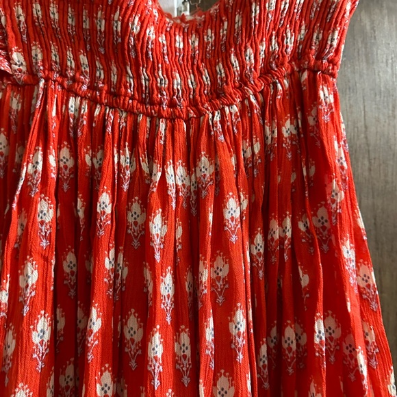 NWT Free People- S unique strapless red flowy dress - Picture 7 of 7